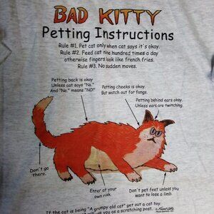 Vintage Bad Kitty Petting Instructions Funny Diagram T-Shirt